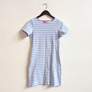 Joules Riviera T Shirt Dress Women's Sz 4 Blue Metallic Stripe Preppy Casual